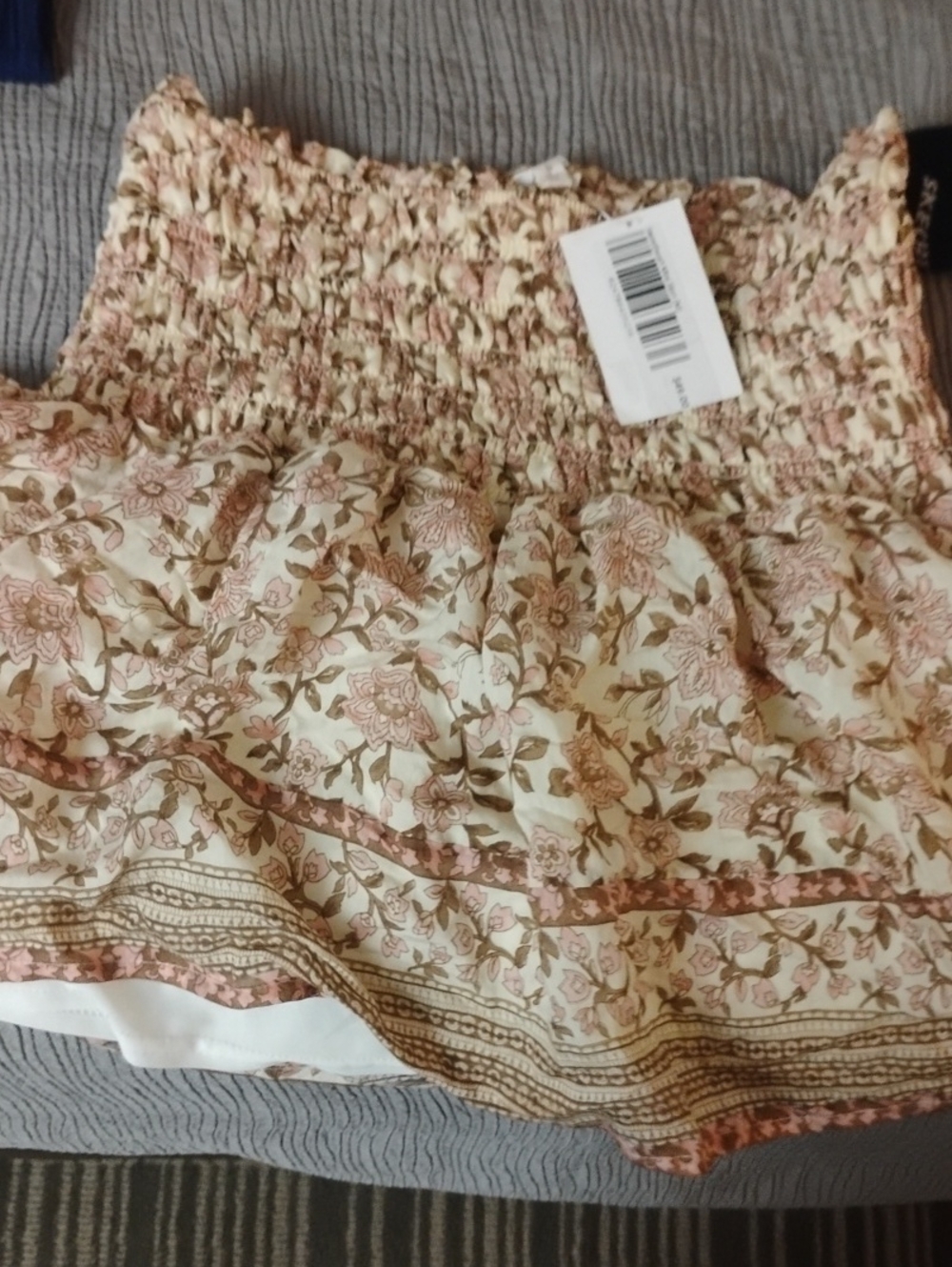 Floral Smocked Skater Mini Skirt — Cream & Blush